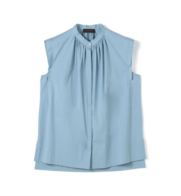 TOMORROWLAND collection「【一部WEB先行予約】ハイパワーストレッチブロード ギャザーノースリーブブラウス」|シャツ・ブラウス|65 ライトブルー