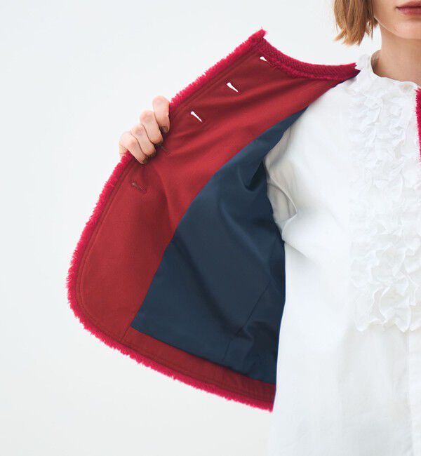 TOMORROWLAND collection「ブークレーファンシー クルーネックジャケット」|ノーカラージャケット|