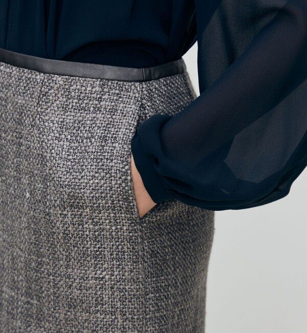 TOMORROWLAND collection「ロービングツイード セミタイトスカート」|タイト|