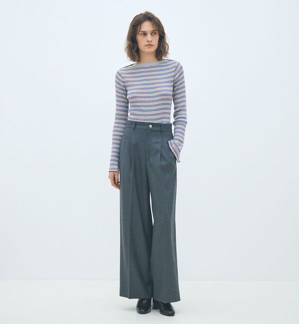 MACPHEE「ウールナチュラルストレッチ タックストレートパンツ」|スラックス|