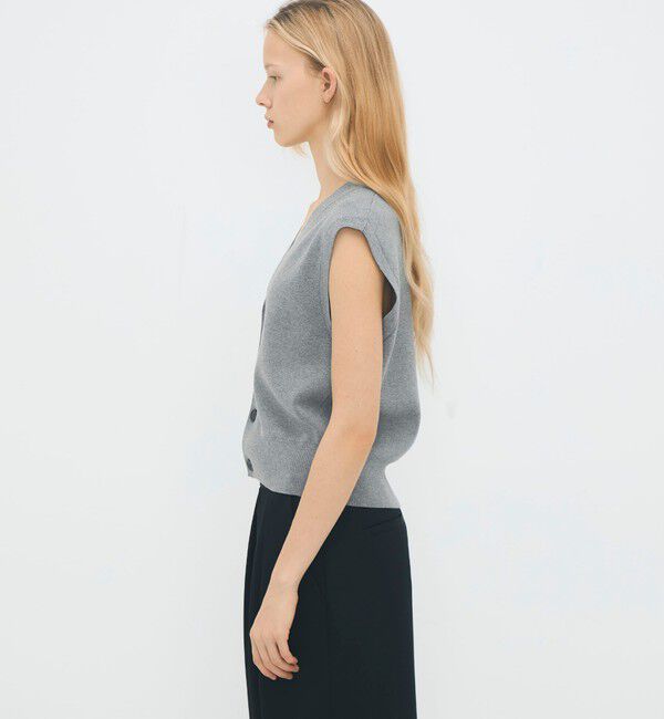 CABaN「コットンカシミヤ Vネックドロップショルダーベスト」|ベスト・ジレ|