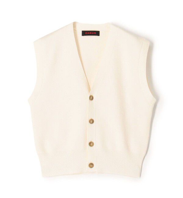 CABaN「コットンカシミヤ Vネックドロップショルダーベスト」|ベスト・ジレ|41 ライトベージュ