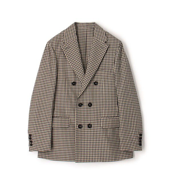 TOMORROWLAND MENS「TOMORROWLAND PILGRIM シルクカシミア ギンガムチェック ダブルブレステッド6Bジャケット」|テーラードジャケット|44 ベージュ系