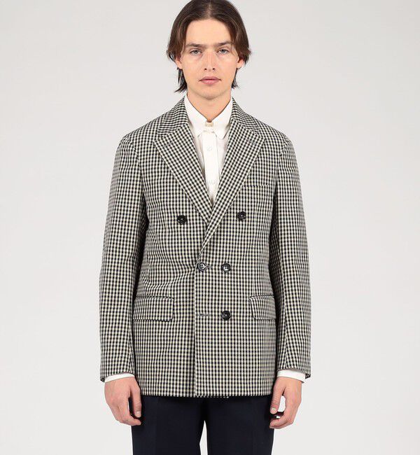 TOMORROWLAND MENS「TOMORROWLAND PILGRIM シルクカシミア ギンガムチェック ダブルブレステッド6Bジャケット」|テーラードジャケット|
