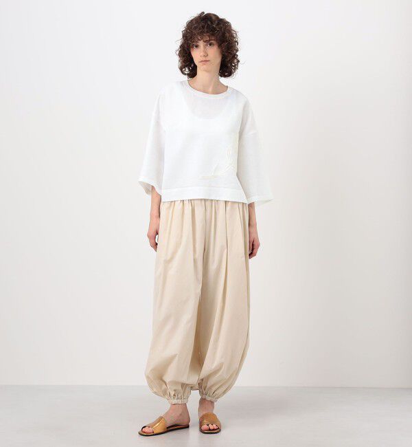 GALERIE VIE「リブコンビフレンチリネンエンブロイダリー クルーネックブラウス」|シャツ・ブラウス|