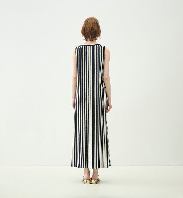MACPHEE「ランダムストライプラッセル ノースリーブワンピース」|ワンピース|