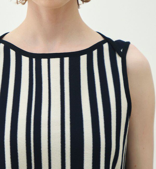 MACPHEE「ランダムストライプラッセル ノースリーブワンピース」|ワンピース|