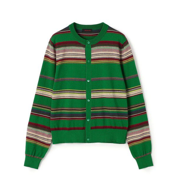 CABaN「コットンカシミヤマルチボーダー クルーネックカーディガン」|カーディガン|56 ブラウン系