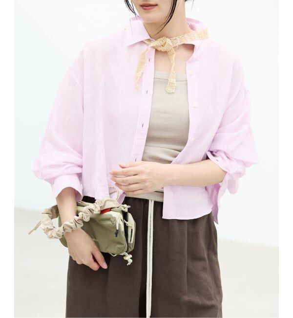 IENA「《新色/WEB限定/追加3》ラミーリヨセルショートシャツ」|シャツ・ブラウス|ピンク