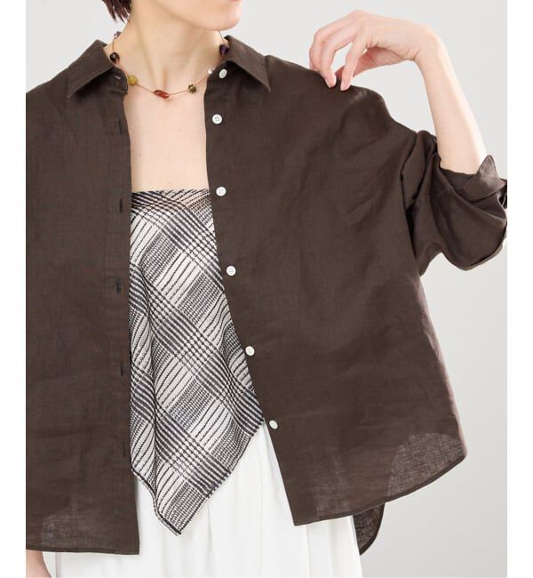 IENA「リネンワイドショートシャツ」|シャツ・ブラウス|ブラウン