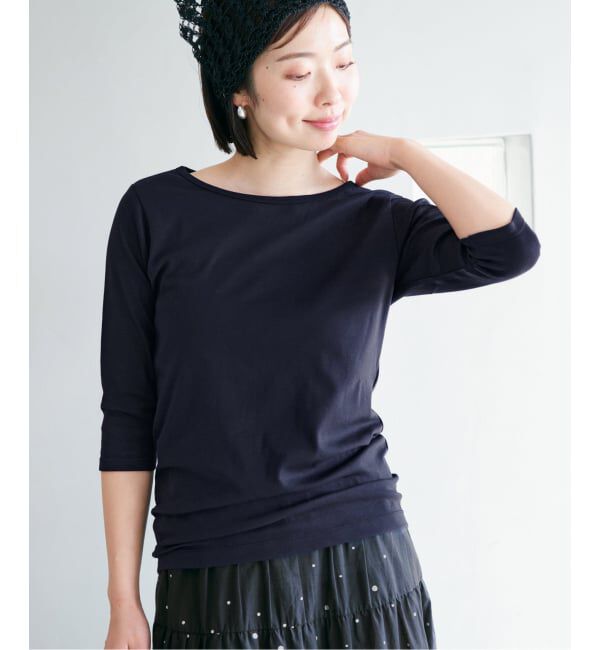 IENA「《追加2》ATON/エイトン 別注 SUVIN FRAISE ボートネック Tシャツ」|Tシャツ・カットソー|