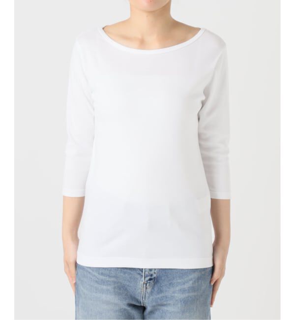 IENA「《追加2》ATON/エイトン 別注 SUVIN FRAISE ボートネック Tシャツ」|Tシャツ・カットソー|