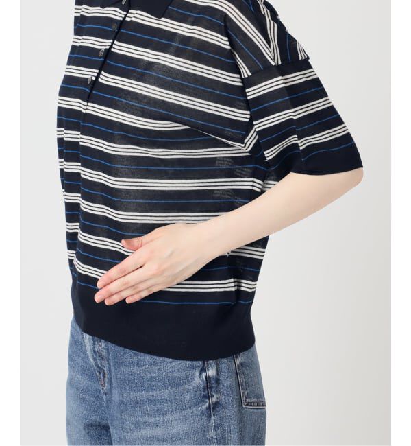 Spick and Span「《予約》シアーマルチボーダーポロシャツニット」|ニット・セーター|