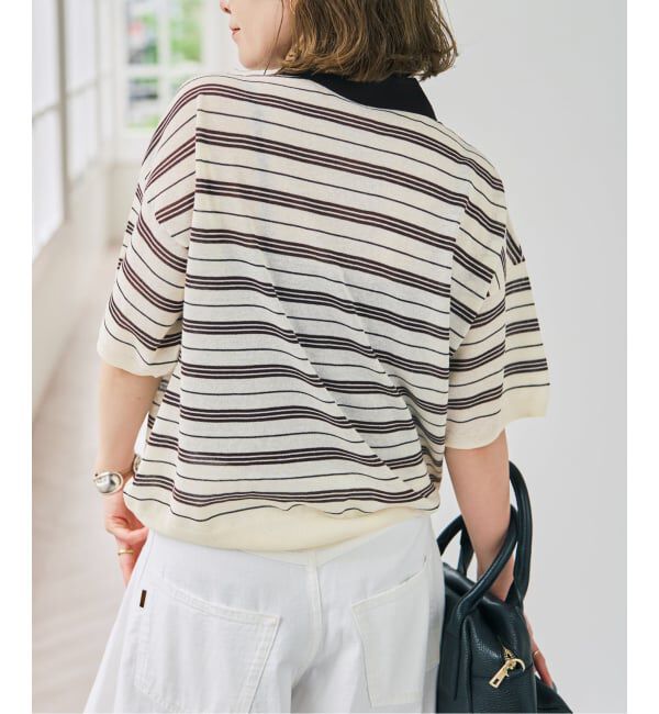 Spick and Span「《予約》シアーマルチボーダーポロシャツニット」|ニット・セーター|