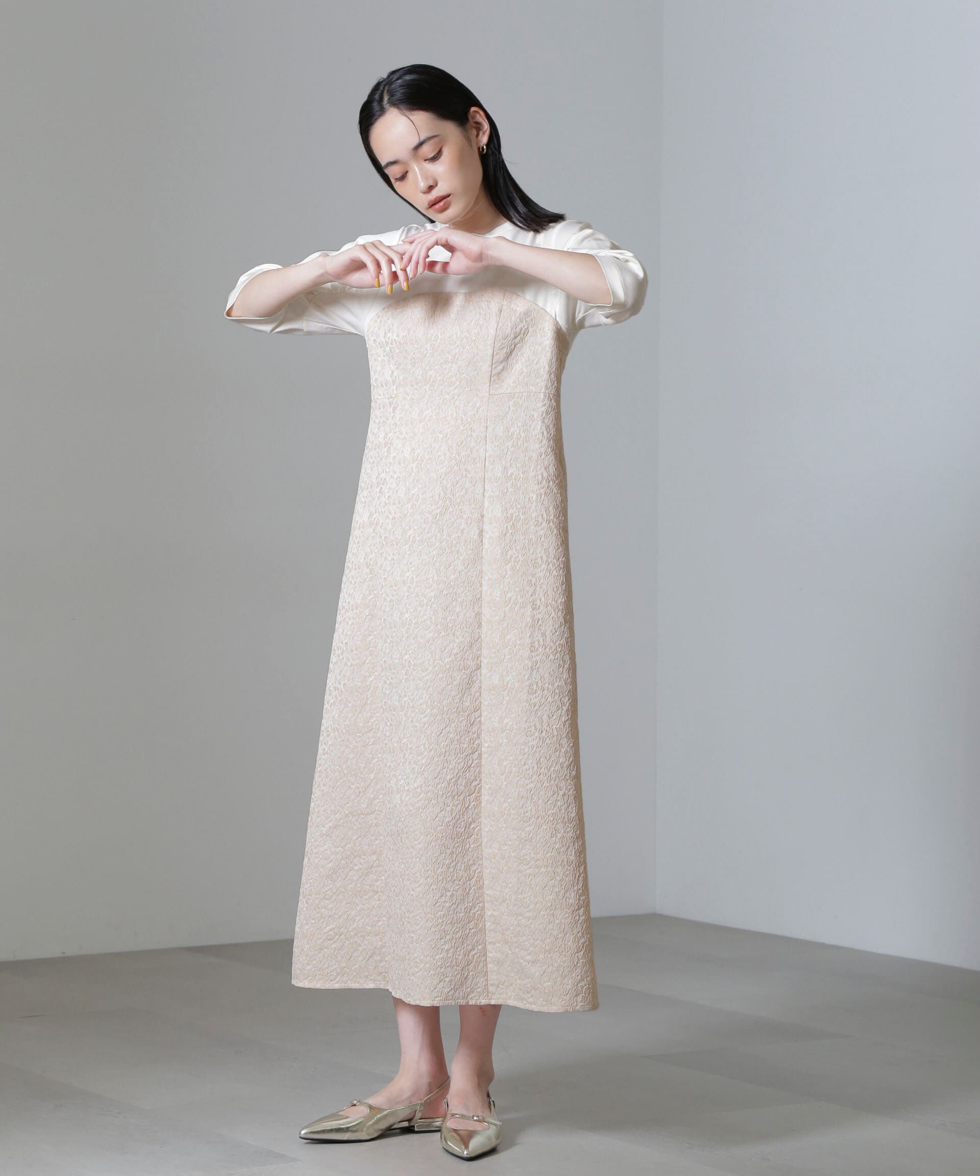 nano･universe「ビスチェコンビフクレジャガードワンピース」|ワンピース|ベージュ