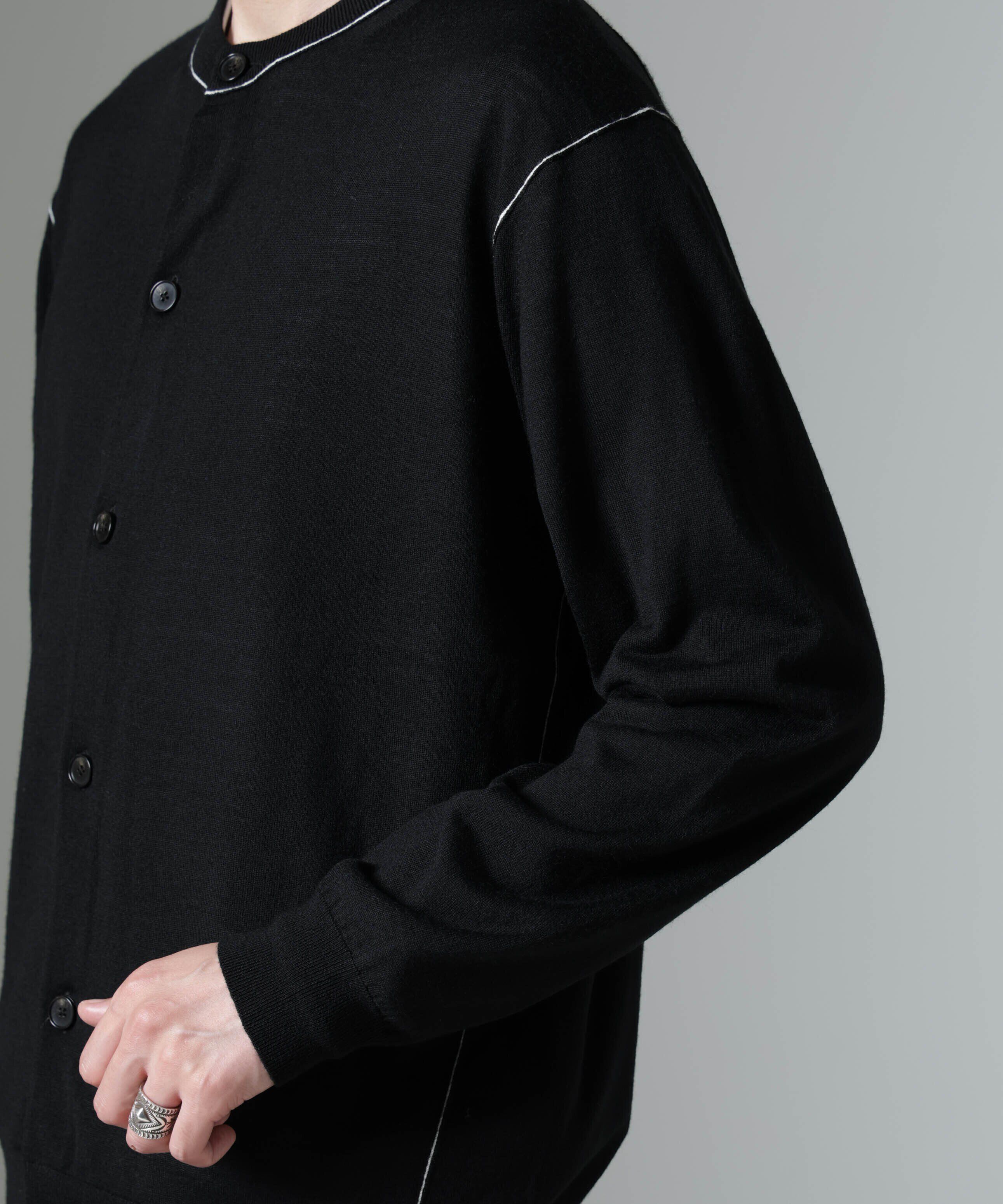 nano･universe「コントラストラインクルーネックカーディガン」|ニット・セーター|