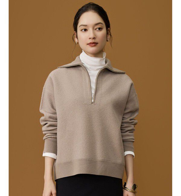 自由区「【SHIHOさん着用】ボイルドウールハーフジップ ニット」|ニット・セーター|モカ