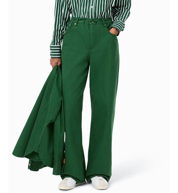 LACOSTE「イージーワイドストレートデニムパンツ」|デニム|グリーン