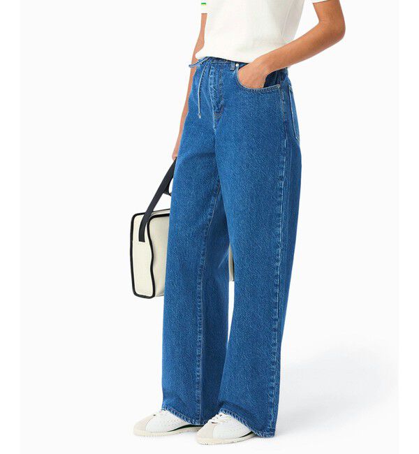 LACOSTE「イージーワイドストレートデニムパンツ」|デニム|ブルー