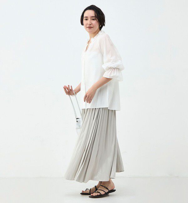 NOLLEY'S sophi「ウォッシャブル割織サテンギャザースカート」|フレア|