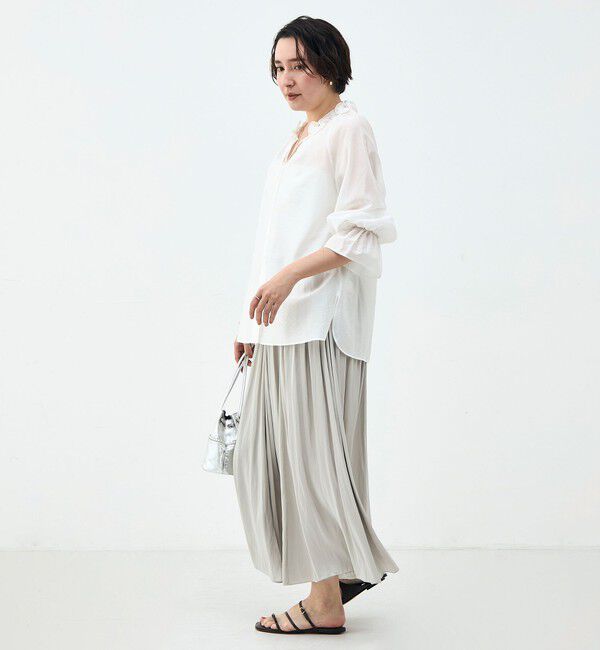 NOLLEY'S sophi「ウォッシャブル割織サテンギャザースカート」|フレア|