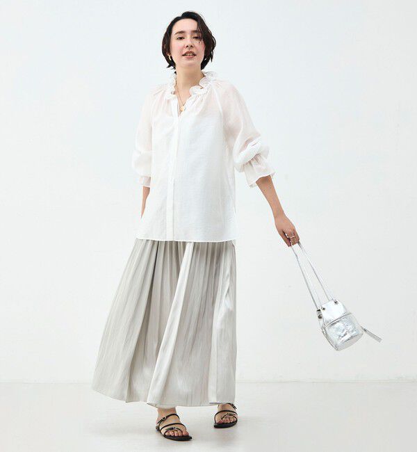 NOLLEY'S sophi「ウォッシャブル割織サテンギャザースカート」|フレア|