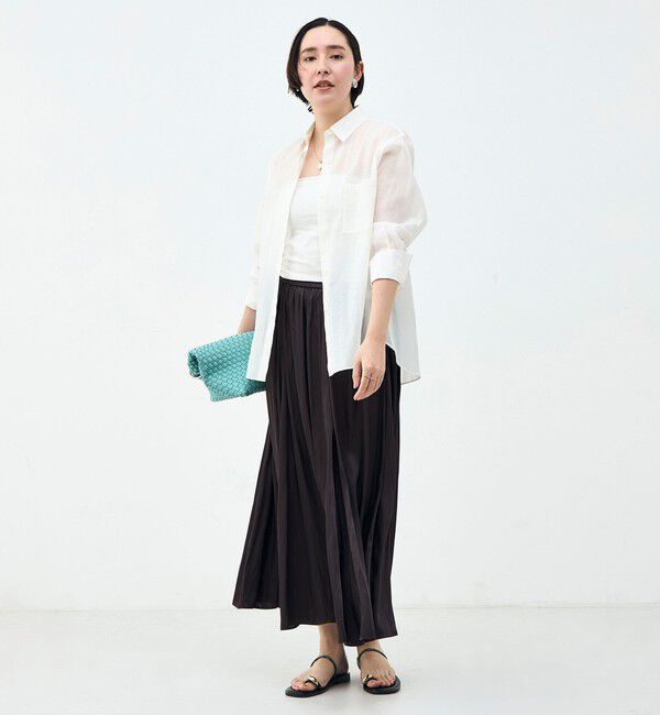 NOLLEY'S sophi「ウォッシャブル割織サテンギャザースカート」|フレア|