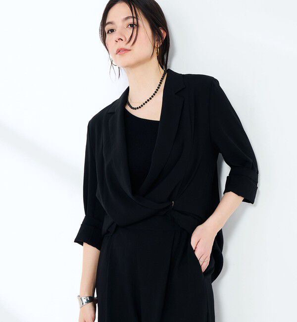 NOLLEY'S sophi「《セットアップ対応》ウォッシャブルエアリージョーゼットドレープライトジャケット」|テーラードジャケット|ブラック
