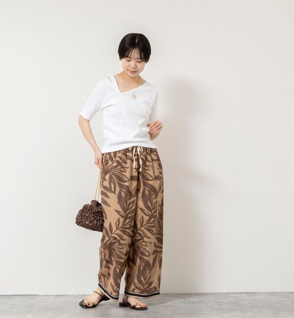 Rie Miller「ウォッシャブルアシンメトリー2WAYリブTシャツ」|Tシャツ・カットソー|