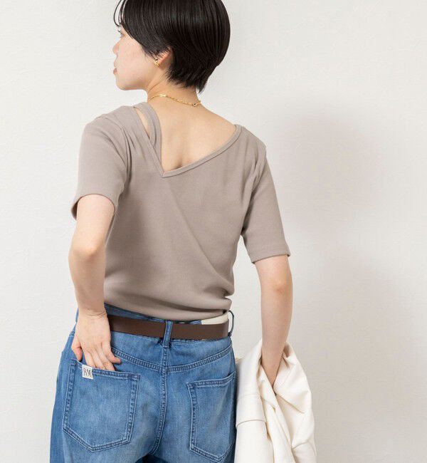 Rie Miller「ウォッシャブルアシンメトリー2WAYリブTシャツ」|Tシャツ・カットソー|