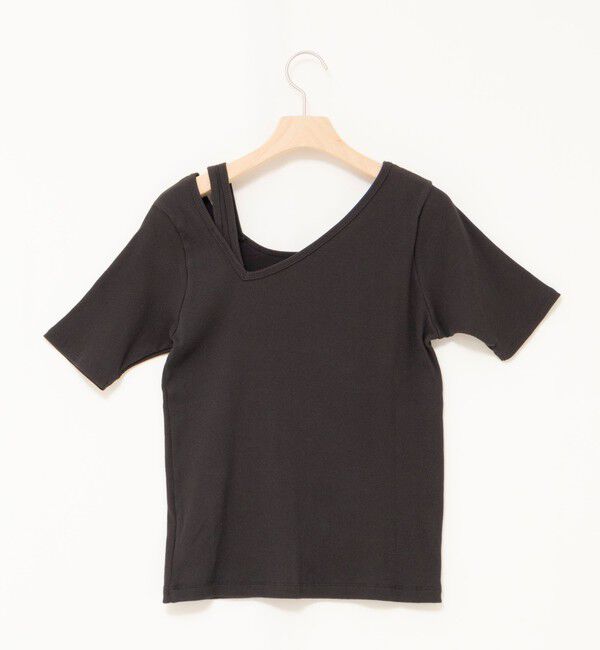 Rie Miller「ウォッシャブルアシンメトリー2WAYリブTシャツ」|Tシャツ・カットソー|