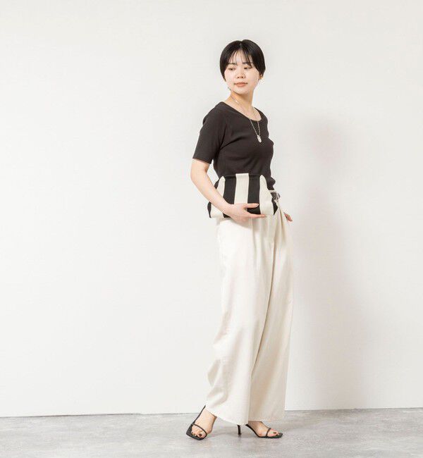 Rie Miller「ウォッシャブルアシンメトリー2WAYリブTシャツ」|Tシャツ・カットソー|