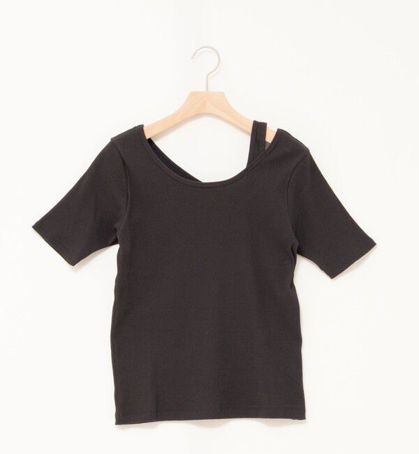 Rie Miller「ウォッシャブルアシンメトリー2WAYリブTシャツ」|Tシャツ・カットソー|