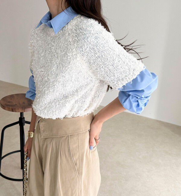 fredy emue「チュールテープ半袖ニットプルオーバー」|ニット・セーター|