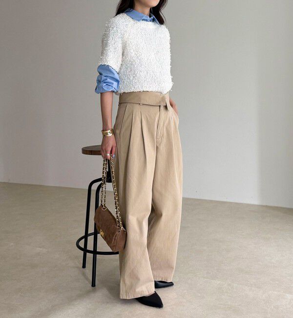 fredy emue「チュールテープ半袖ニットプルオーバー」|ニット・セーター|