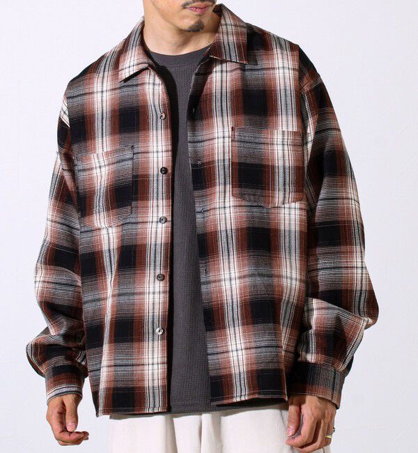 GLOSTER「【残暑にも快適なさらっとシャツ】ワッフルチェック ロングスリーブシャツ オンブレチェック」|シャツ・ブラウス|