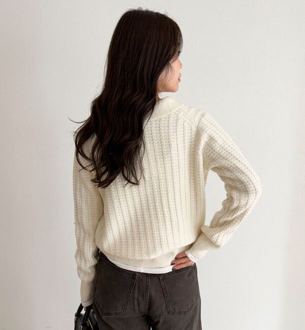 fredy emue「FR刺繍ケーブル柄ポロ衿ニットプルオーバー」|ニット・セーター|