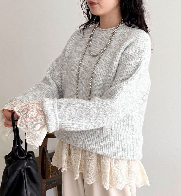fredy emue「ミドル丈片畦ニットプルオーバー」|ニット・セーター|ライトグレー