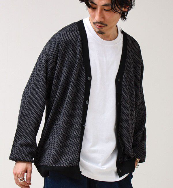 GLOSTER「【シャリ感で軽やか】バーズアイVネック crunchyカーデ」|カーディガン|