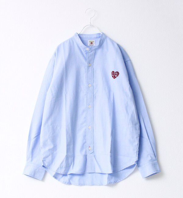 FREDY MAC「【FREDYMAC/フレディマック】フロッキープリント バンドカラーシャツ」|シャツ・ブラウス|サックス