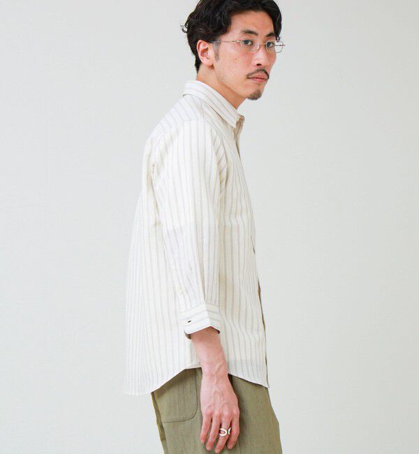 GLOSTER「【フレブル刺繍】七分袖シャツ ストライプ/無地」|シャツ・ブラウス|