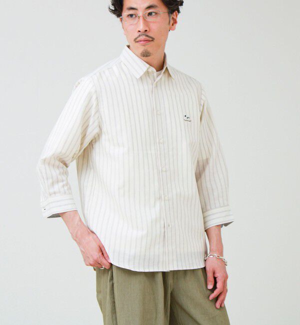 GLOSTER「【フレブル刺繍】七分袖シャツ ストライプ/無地」|シャツ・ブラウス|