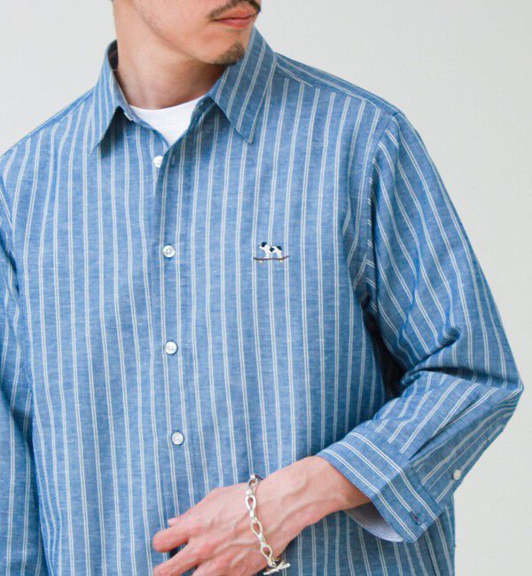 GLOSTER「【フレブル刺繍】七分袖シャツ ストライプ/無地」|シャツ・ブラウス|