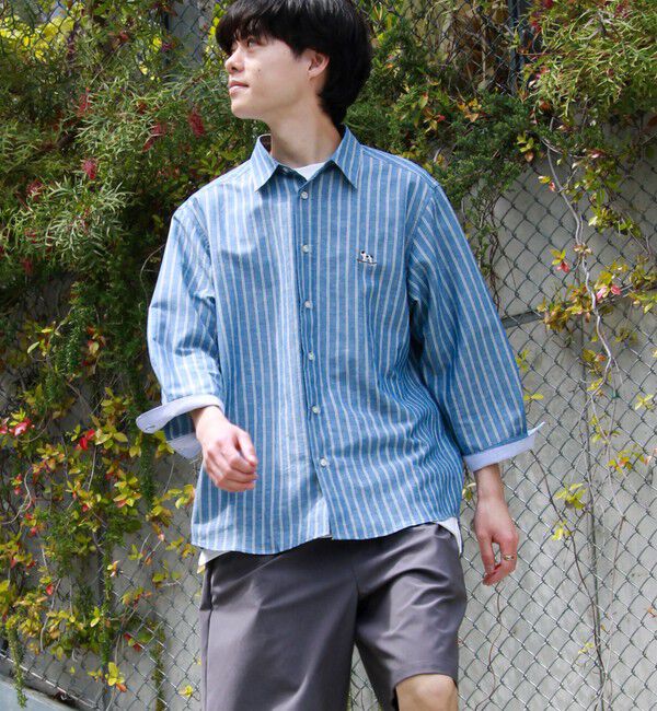 GLOSTER「【フレブル刺繍】七分袖シャツ ストライプ/無地」|シャツ・ブラウス|