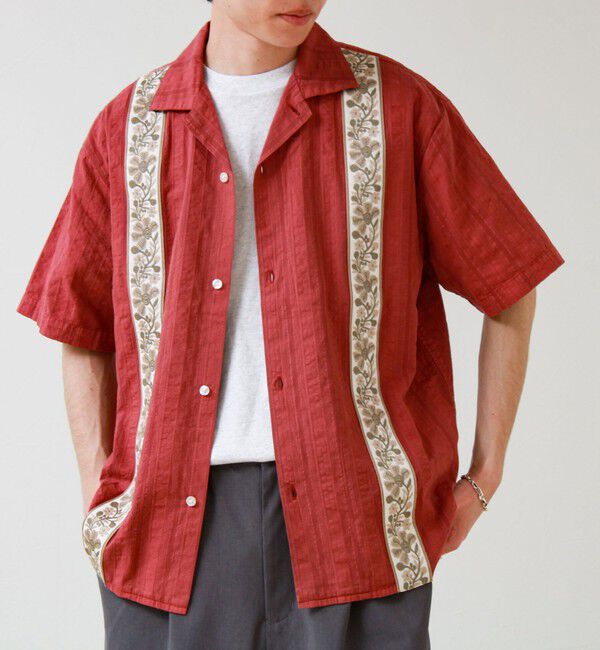 GLOSTER「【1枚で決まる】メランジテープ オープンカラーS/Sシャツ」|シャツ・ブラウス|