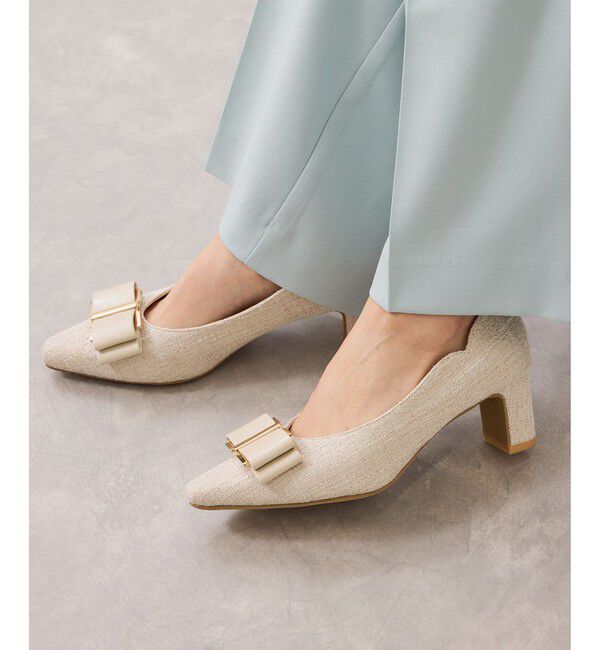 VIS「ハートカットリボンパンプス」|パンプス|ベージュ系(29)
