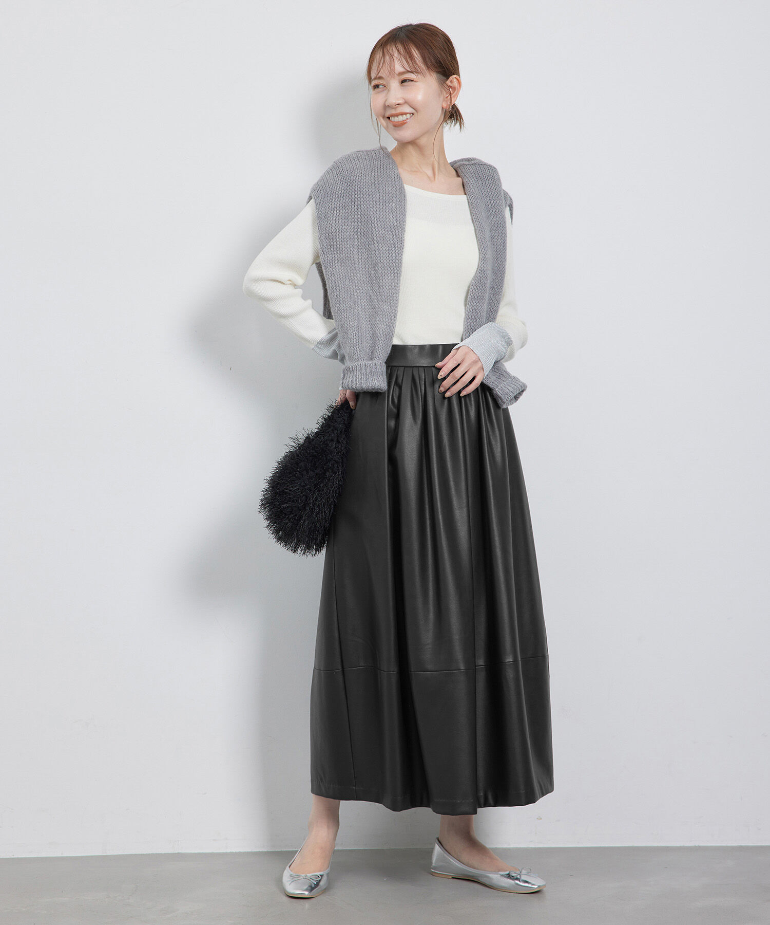 Rope&rsquo;Picnic「【emur/エミュール】シンセティックレザーコクーンスカート」|スカート|