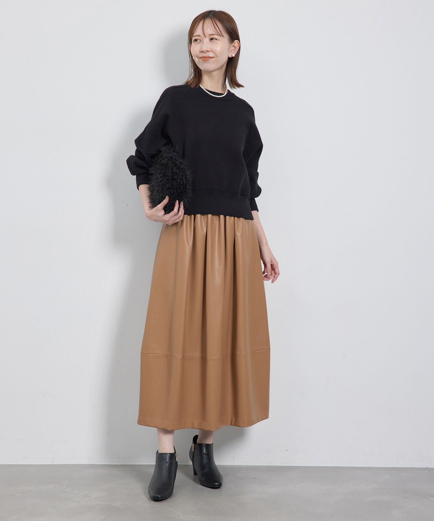 Rope&rsquo;Picnic「【emur/エミュール】シンセティックレザーコクーンスカート」|スカート|