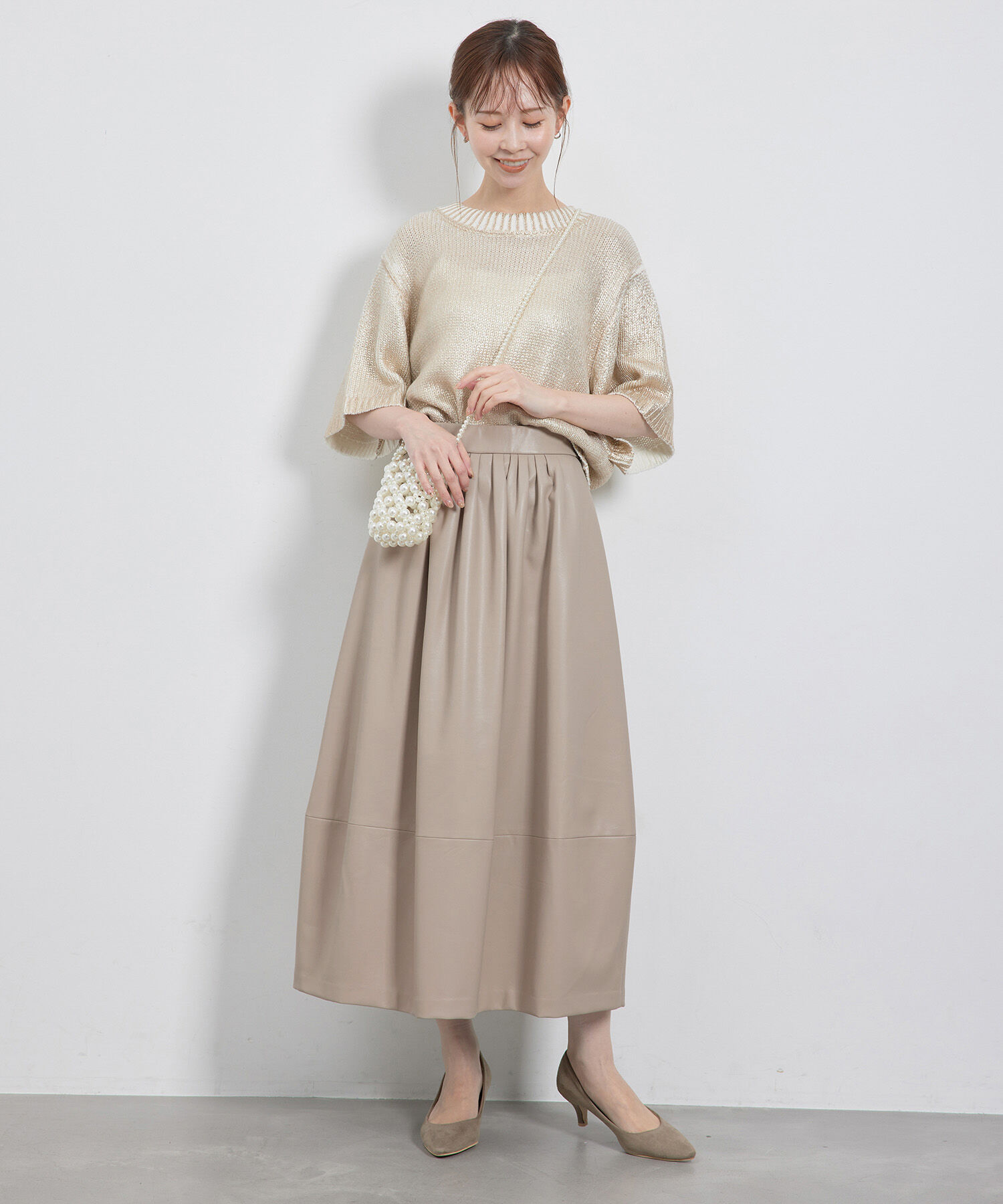 Rope&rsquo;Picnic「【emur/エミュール】シンセティックレザーコクーンスカート」|スカート|