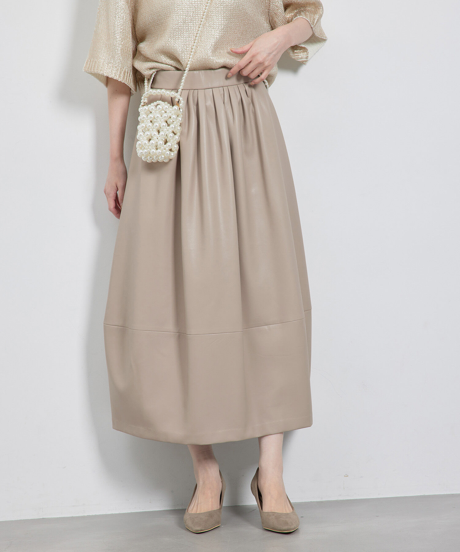 Rope&rsquo;Picnic「【emur/エミュール】シンセティックレザーコクーンスカート」|スカート|